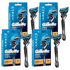 Gillette 吉列 正品 ProShield 鋒護冰爽系列刮鬍刀刀架 + 2入補充刀片組, 4個