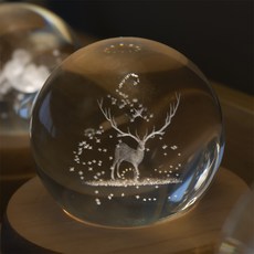 NANG LANG 3D麋鹿水晶球旋轉音樂盒+包裝盒, 混色