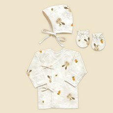 ikii 유아용 오가닉 긴소매 배냇저고리 3종 세트