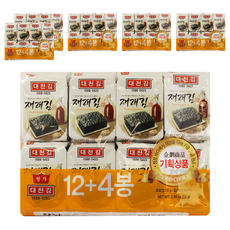 Daechungim 大川 傳統海苔 Set 16入 (12+4包) 40年傳統名品, 72g, 6袋