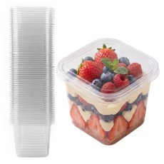 casa life 方形瓶裝蛋糕透明甜點容器 400ml, 1套, 100個