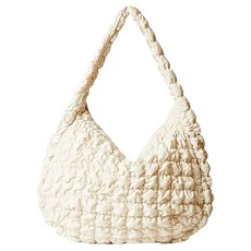 Peonist 女士超大雲紋絎縫斜挎包, 白色