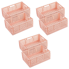 Dailygongam 可堆疊收納整理盒, 粉紅色, 中型(30.5 x 20.3 x 12.5 cm), 6個