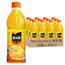 Minute Maid 美粒果 柳橙汁 果汁10%, 450ml, 24瓶