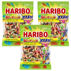 하리보 웜즈 사우어 젤리, 160g, 3개