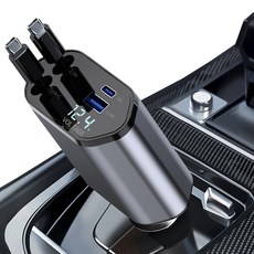 808STORE 車用Type-C捲線式同步充電快速充電器, Vortex808, 黑色