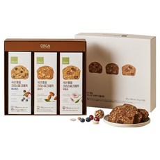 ORGA 韓國產全麥香脆餅乾3種禮盒 + 提袋, 綜合莓果 120g + 經典 120g + 無花果 120g, 1套