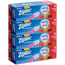 지퍼락 파워실드 스탠딩 슬라이더백 냉장용, 중(M), 15개입, 4개