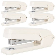 deLi 得力 粉彩雙色旋轉式訂書機 0434, 5個, 象牙白