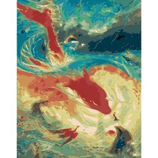 로디즌 명화 그리기 DIY 세트 40 x 50 cm, 뛰어오르는 돌고래, 1개