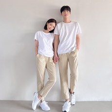어나더디 남녀공용 면 스판 9부 밴딩 팬츠