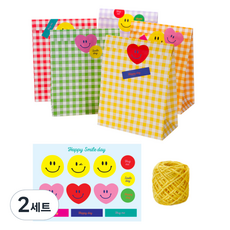 indi.k 粉彩禮物紙袋 混合5款 x 4入 + 套組貼紙 2入 + 麻繩組合, 2套, 混合顏色