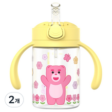 주니 벨리곰 원터치 빨대컵, 옐로우, 2개, 200ml
