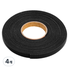 컴스 벨크로 케이블 타이 테이프 T0763, 4개, 블랙