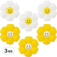 joyparty 雛菊氣球 小款 2種 x 3入組, 白色, 黃色, 3套