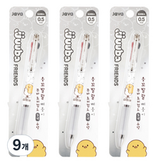 자바펜 쭈바프렌즈 쭈바3볼 초저점도 유성 3색 볼펜 0.5mm, 화이트, 9개