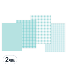 Iciel design 簡約格紋6孔活頁手帳補充內頁4件組 薄荷綠, 2套