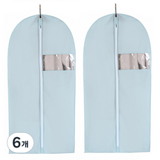 Roiwing 簡約透明窗掛式衣物防塵套 防水 天空藍, 6個, 1入