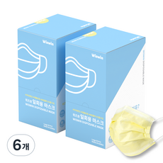 위즈윈 개별포장 일회용 마스크 노란색, 50개입, 6개, 옐로우