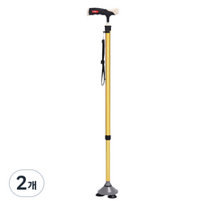 디페이브 클래식 노인 어르신 3발 논슬립 핸들 지팡이 골드, 2개