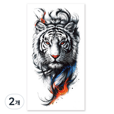 gelluna 男用逼真猛獸老虎手臂指甲花紋身刺青貼紙, T-204, 2個