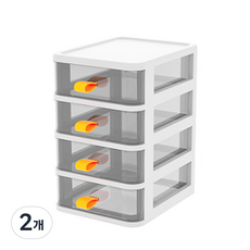 Market Plan Kling 透明桌上型4層收納盒, 2個, 白色