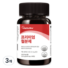 헬로바이오 프리미엄 철분제, 3개, 90정