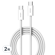 유니콘 USB C-C타입 65W 초고속 충전 데이터 케이블 PLC-2M65W, 2m, 화이트, 2개