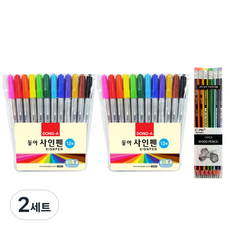 동아 사인펜 12색 2p + 투코비 삼각 지우개 연필 SG-208 6종 x 2p, 혼합색상, 2세트