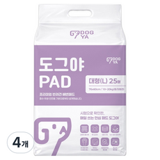 도그야 강아지 프리미엄 고흡수 탈취 논슬립 배변패드, 4개, 25개입