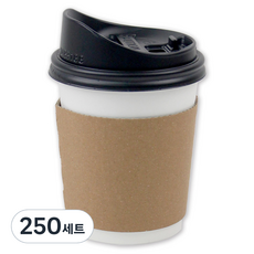 아이엔피 종이컵 화이트 무지 300ml + 롱개폐 뚜껑 + 홀더 KP 무지 세트, 250세트