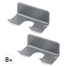 리얼피키 무타공 접착식 드라이기 거치대, 그레이, 8개