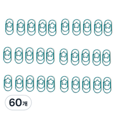 문구담 세련된 컬러 뚱클립 별 블루, 60개, 1개입