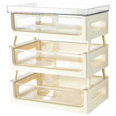 樂居家 四層三抽水杯抽屜架, 1個, 米白