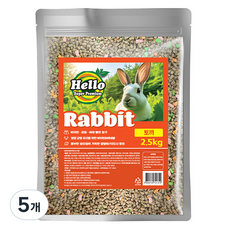 아쿠아플러스 헬로 프리미엄 토끼 사료, 2.5kg, 5개