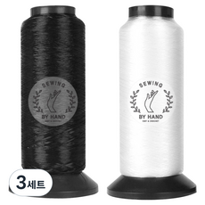 소잉바이핸드 나일론 수선용 투명 실 60호 x 2종 세트, 화이트, 블랙, 3세트