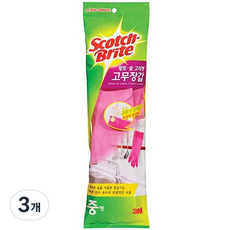3M Scotch-Brite 百利 黃土炭掛鉤型橡膠手套, 3個, 單一顏色, 中(M)