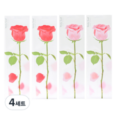 Appree Sticky Leaf 玫瑰站立式便條紙 2款組, 粉紅色, 紅色, 4套, 1個