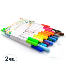더블 헤드 붓펜 마커펜 세트 화이트바, 2세트, 24색