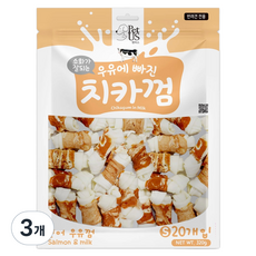펫어스 강아지 치카껌 간식, 320g, 3개, 혼합맛(연어/우유)