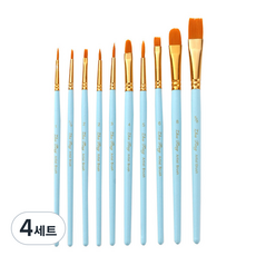메이크마인 나일론 브러쉬 아크릴 다기능 유화미술붓 세트 블루, 1, 2/0, 2, 2, 5, 6, 4, 8, 5/8, 4세트