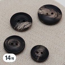 Button King 東大門鈕扣王 高級真牛角鈕扣 JWS-23 15mm, 黑色雪花, 14個