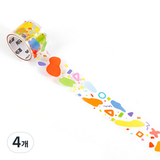 온업 DIY 다이어리 꾸미기 웨이브 스티커 3cm x 3m, 도형, 4개