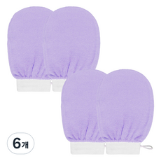 지앤와이 저자극 비스코스 때밀이 장갑, 라벤더, 2개입, 6개