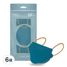 CHACER 佳和口罩 4D立體醫用口罩 大童用 KF94, 冰川藏青, 6袋, 10片