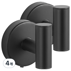 Cozywell 黏貼式T字型掛鉤, 黑色, 4個