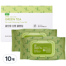 TONYMOLY 水潤綠茶免沖洗卸妝濕紙巾, 100張, 10包