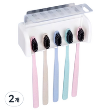 簡約免打孔壁掛式牙刷架, 單一顏色, 2個
