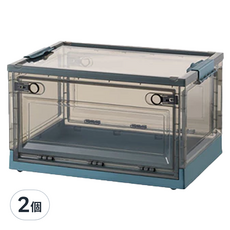 三開摺疊收納箱 尺寸: 39*29*24.5 CM PP材質, 黑透明片 + 藍色, 738 超大號(68 x 47 x 37cm), 2個