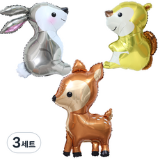 Forest Baby Animal Friends 動物氣球 3 件套, 小兔，黃松鼠，大鹿, 3組